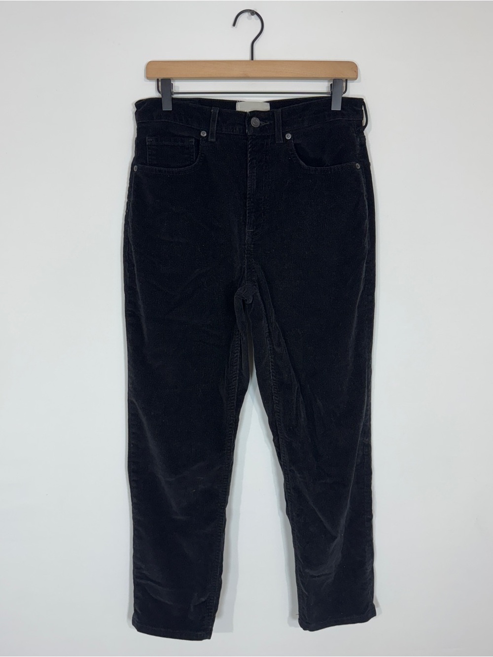 WP164 {Everlane} "Baby Cord Cheeky Corp" Black Corduroy Straight Leg Pants
